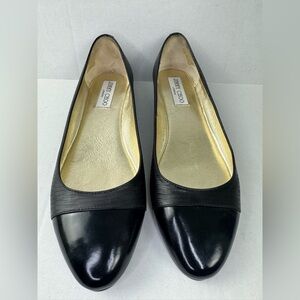 Jimmy Choo Flats Wicker Cap Toe Ballerina Shoes Anthracite Ballets 39.